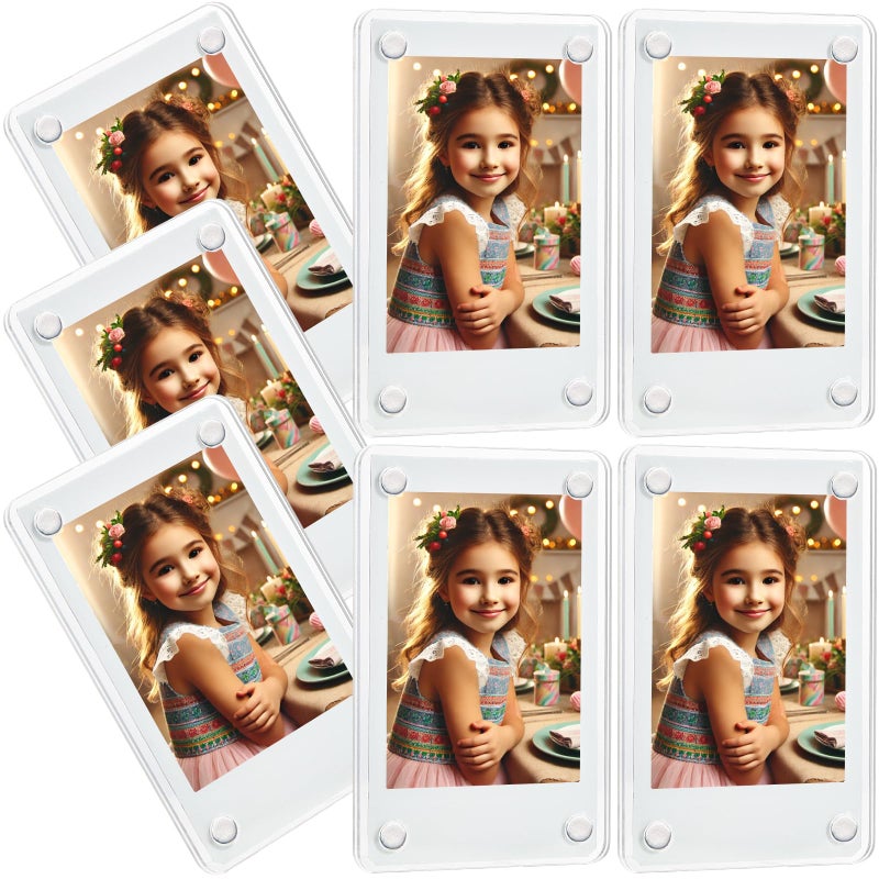 lengnoyp 7 Packs Polaroid Magnets Frame for Refrigerator, Acrylic Fridge Magnetic Picture Frame, Mini Photo Frames, Instax Clear Picture Magnet Display Frame 2.36 X 3.54 Inches - Image 1