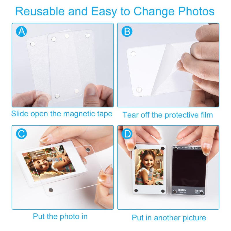 lengnoyp 7 Packs Polaroid Magnets Frame for Refrigerator, Acrylic Fridge Magnetic Picture Frame, Mini Photo Frames, Instax Clear Picture Magnet Display Frame 2.36 X 3.54 Inches - Image 5