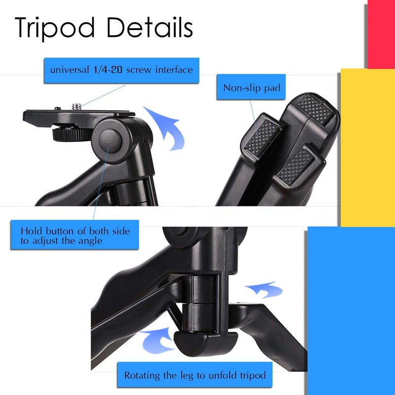 OAHU ® Mini Smartphone Tripod Grip Stabilizer, Desktop Tabletop Stand Tripod with Phone Holder and 2 in 1 Holder for iPhone Samsung Huawei and All Phones - Image 4