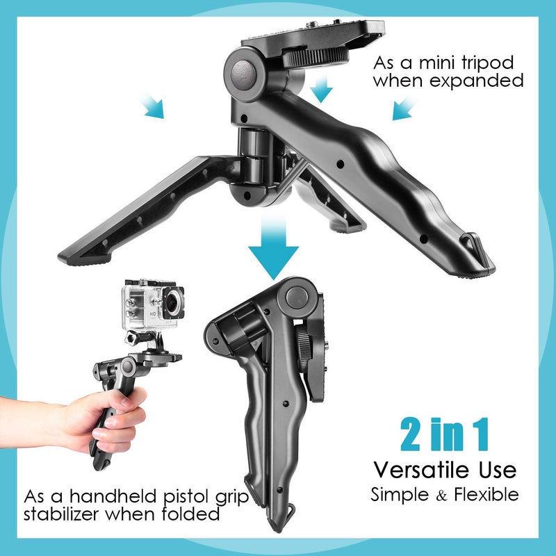 OAHU ® Mini Smartphone Tripod Grip Stabilizer, Desktop Tabletop Stand Tripod with Phone Holder and 2 in 1 Holder for iPhone Samsung Huawei and All Phones - Image 2