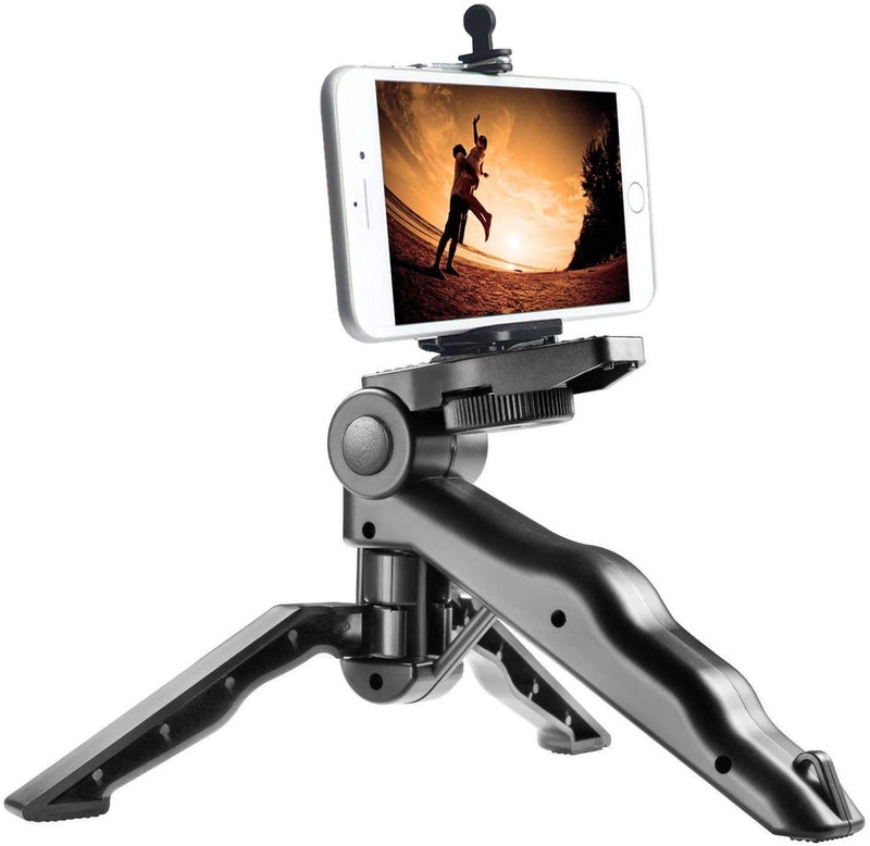OAHU ® Mini Smartphone Tripod Grip Stabilizer, Desktop Tabletop Stand Tripod with Phone Holder and 2 in 1 Holder for iPhone Samsung Huawei and All Phones - Image 1