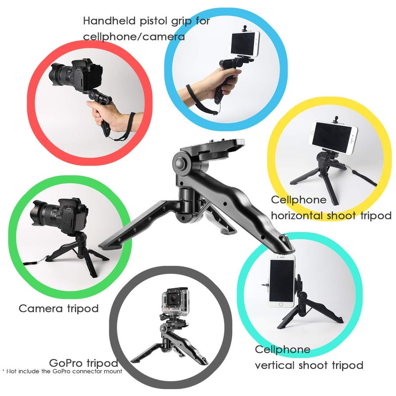OAHU ® Mini Smartphone Tripod Grip Stabilizer, Desktop Tabletop Stand Tripod with Phone Holder and 2 in 1 Holder for iPhone Samsung Huawei and All Phones - Image 3