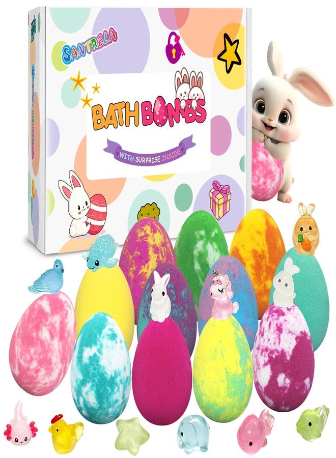 Santrela Easter Bath Bombs for Kids with Toys Surprise Inside, 12 Pack Kids Bath Bombs Easter Basket Stuffers Gift for Girls Boys, Bubble Bath Fizzy Dinosaur Egg for Kids Birthday - Image 1