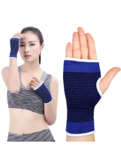 Generic Elastic Palm Support Gloves for Sports Fitness Wrist Pain Relief, Blue  - Image 2
