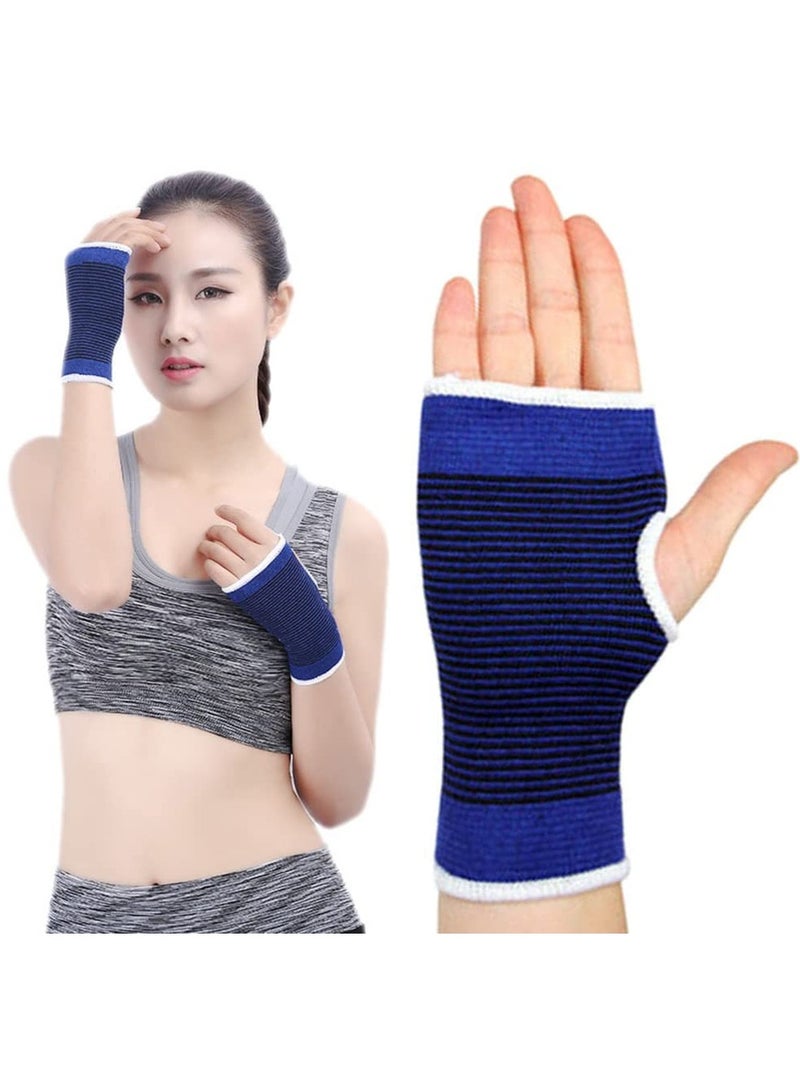 Generic Elastic Palm Support Gloves for Sports Fitness Wrist Pain Relief, Blue  - Image 2
