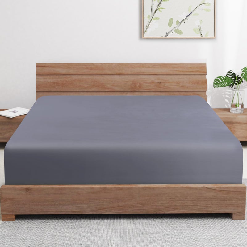 Zaizaihome Bamboo Viscose Cooling Fitted Sheet Full Size Only  400 Thread Count  16"" Deep Pocket Cooling Bottom Sheets for Hot Sleeper  Silky Soft Breathable (Full  Dark Grey  - Image 1