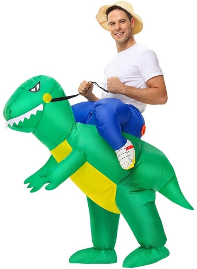 Inflatable Dinosaur Costume Adults, Inflatable Halloween Costumes, Ride on Dino Costume, Blow Up T-rex Costume Fancy Dinosaur Suit for Halloween Party - Image 1