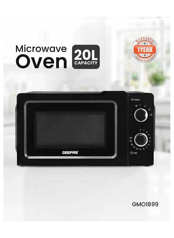 GEEPAS Microwave Oven with 5 Power Levels - Easy Reheating, Fast Defrost &Cooking End Signal with 30 Minute Timer Function - 2 Rotary Dials - Oven for Standard Size of Dinner Plate ,Chrome Knobs for Durability 20 L 1100 W GMO1899 Black - Image 2