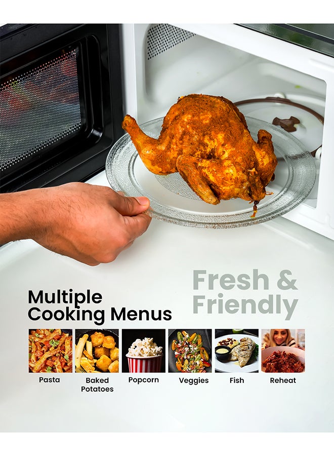 GEEPAS Microwave Oven with 5 Power Levels - Easy Reheating, Fast Defrost &Cooking End Signal with 30 Minute Timer Function - 2 Rotary Dials - Oven for Standard Size of Dinner Plate ,Chrome Knobs for Durability 20 L 1100 W GMO1899 Black - Image 5