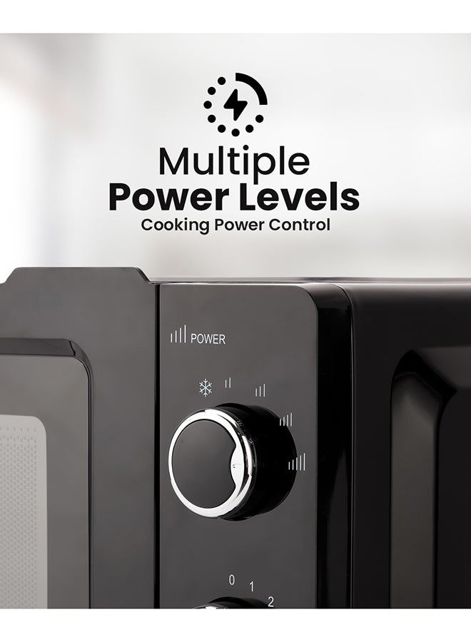 GEEPAS Microwave Oven with 5 Power Levels - Easy Reheating, Fast Defrost &Cooking End Signal with 30 Minute Timer Function - 2 Rotary Dials - Oven for Standard Size of Dinner Plate ,Chrome Knobs for Durability 20 L 1100 W GMO1899 Black - Image 4