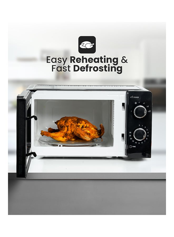 GEEPAS Microwave Oven with 5 Power Levels - Easy Reheating, Fast Defrost &Cooking End Signal with 30 Minute Timer Function - 2 Rotary Dials - Oven for Standard Size of Dinner Plate ,Chrome Knobs for Durability 20 L 1100 W GMO1899 Black - Image 3