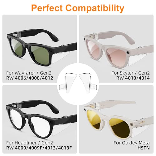 HiBloks Safety Glasses Side Shields for Ray-Ban Meta Wayfarer/Skyler/Headliner & Oakley Meta HSTN Smart Glasses Accessories, Durable & Anti-Slide, Lightweight Comfort Fit for Secure Wear (Transparent) - Image 2