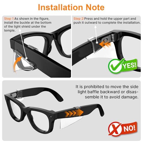 HiBloks Safety Glasses Side Shields for Ray-Ban Meta Wayfarer/Skyler/Headliner & Oakley Meta HSTN Smart Glasses Accessories, Durable & Anti-Slide, Lightweight Comfort Fit for Secure Wear (Transparent) - Image 3