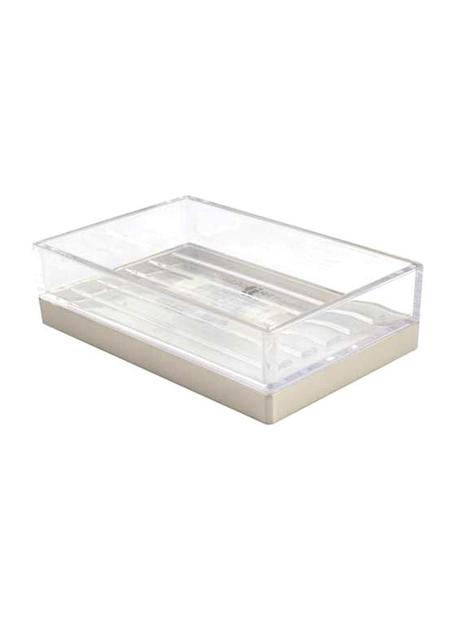 إنترديزاين طبق صابون من المعدن فضي / شفاف 5x3.25x1.38بوصة