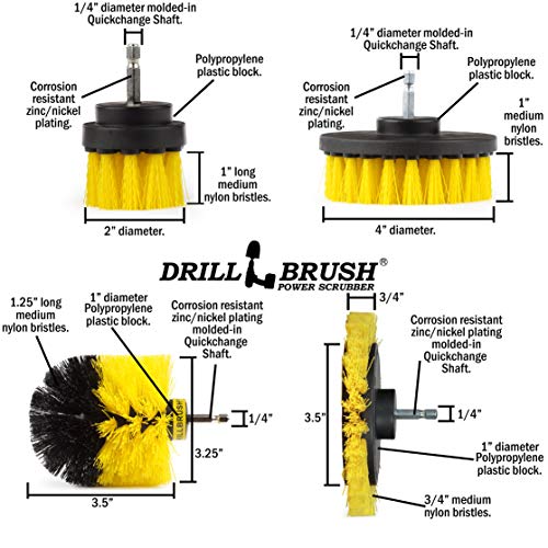 Drillbrush Yellow Drill Brush Attachments for Cleaning Shower, Grout, Bathroom - Grout Cleaner Drillbrush Kit - Rotary Scrub Brush Tile Cleaner Drill Attachment for Crevice Cleaning - Bathroom Tile Scrubber Set - Image 5
