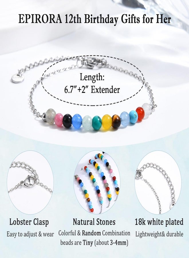 EPIRORA 12 Year Old Girl Birthday Gifts, Tiny Natural Colorful Stones Adjustable Bracelet Gifts for Girls Daughter Sister Granddaughter Niece, 12th Birthday Decorations for Girls Trendy Stuff - Image 3