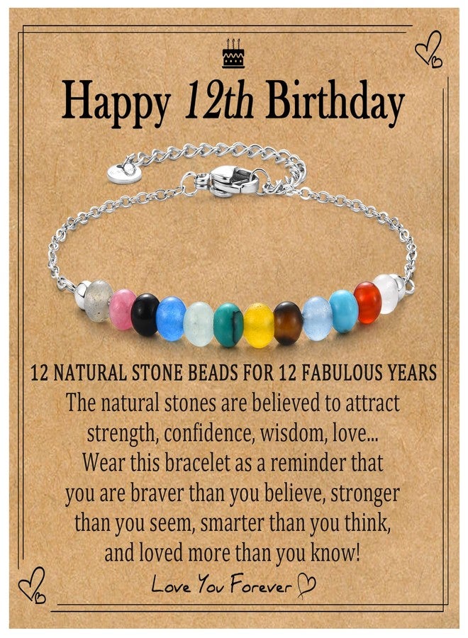 EPIRORA 12 Year Old Girl Birthday Gifts, Tiny Natural Colorful Stones Adjustable Bracelet Gifts for Girls Daughter Sister Granddaughter Niece, 12th Birthday Decorations for Girls Trendy Stuff - Image 1