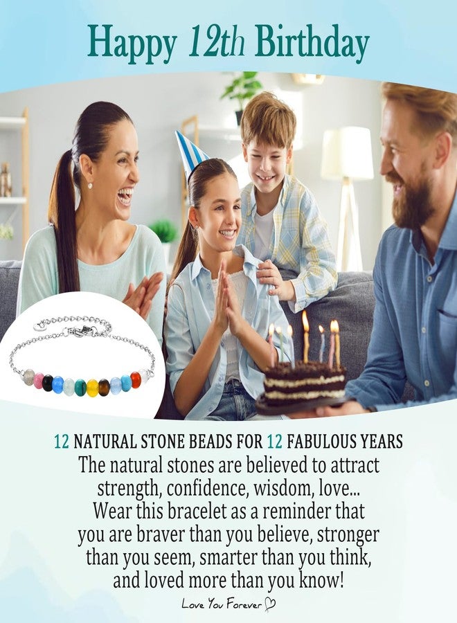 EPIRORA 12 Year Old Girl Birthday Gifts, Tiny Natural Colorful Stones Adjustable Bracelet Gifts for Girls Daughter Sister Granddaughter Niece, 12th Birthday Decorations for Girls Trendy Stuff - Image 2