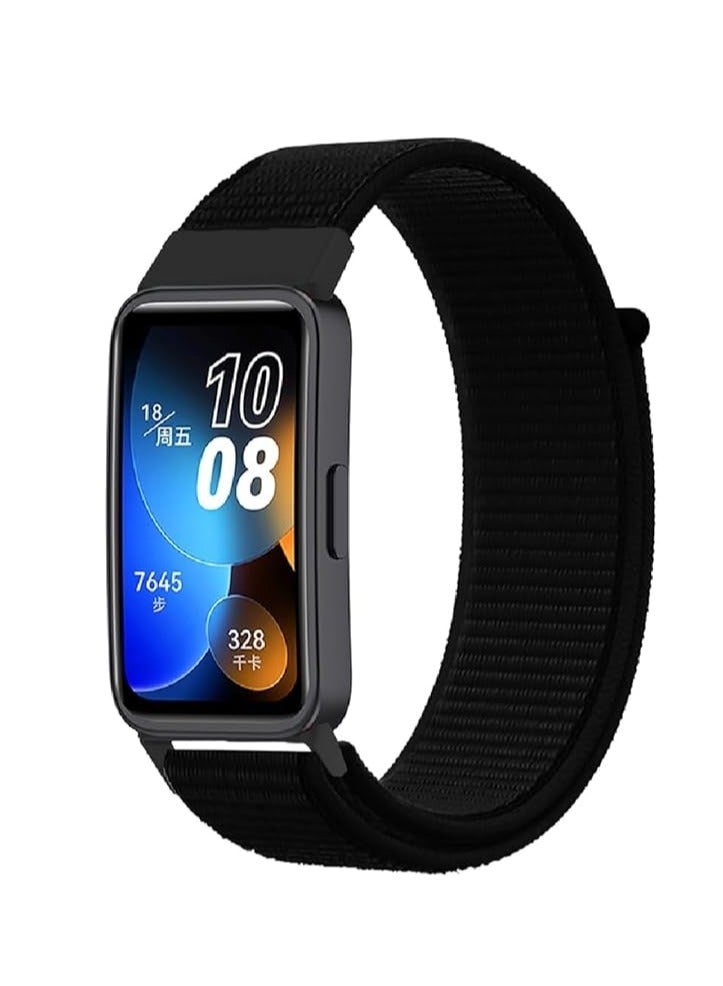 حزام ساعة من النايلون لفرقة هواوى باند 9/8  سوار ساعة رياضية بديل قابل للتعديل متوافق مع حزام النايلون الرياضي  للنساء والرجال-اسود - Image 1