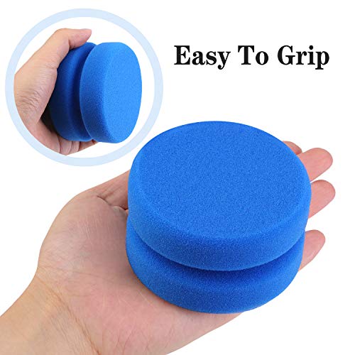 Aodaer 6 Pack Sponge Applicator Paint Sponge Applicator Blue Paint Detail Sponge Used for Art Crafts or Car Waxing with Mesh Hanging Storage Bag, Blue Round 3.1 Inches - Image 4