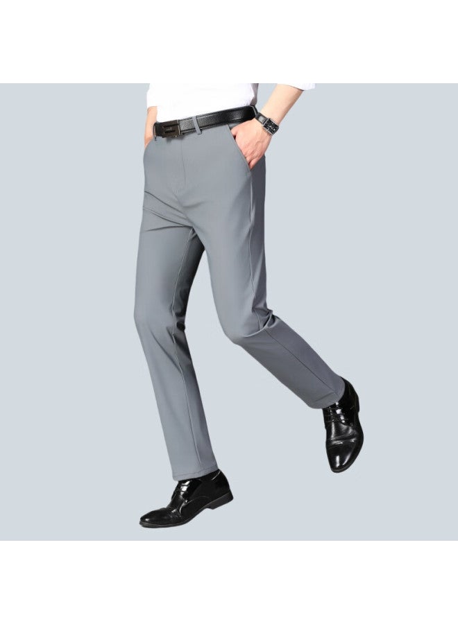 Ayoupang Summer Thin Plus Size Ice Silk Business Commuter Men's Stretch Breathable Large Work Casual Pants Fat Long Trousers - Image 3