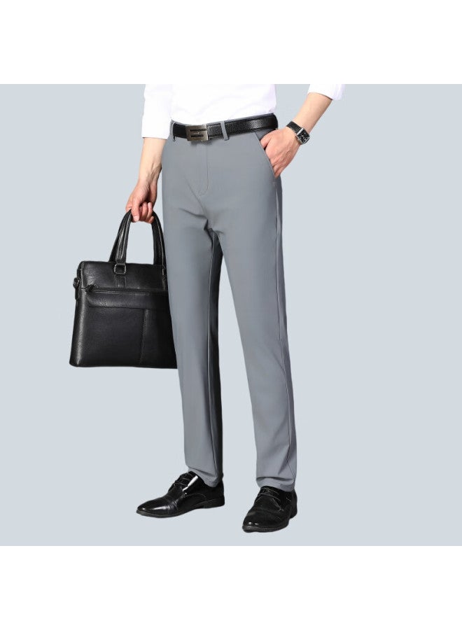 Ayoupang Summer Thin Plus Size Ice Silk Business Commuter Men's Stretch Breathable Large Work Casual Pants Fat Long Trousers - Image 4