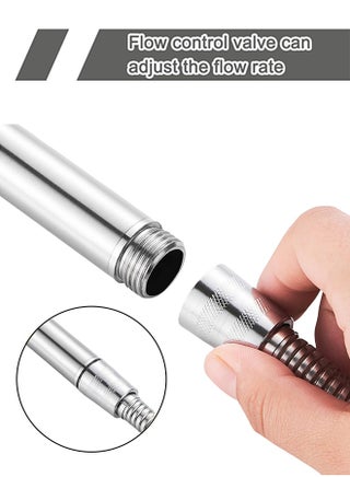 High Pressure Shower Head, 304 Stainless Steel Handheld Shower Head with 150CM Stainless Steel Hose and Adhesive Holder, Rustproof Handheld Water Sprinkler, Silver - view 4