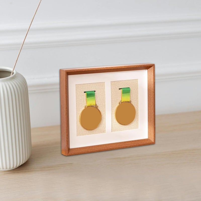 Double Display Case for Medals, Wooden Frame with Shadow Effect, Ideal for Displaying Pins - Image 4