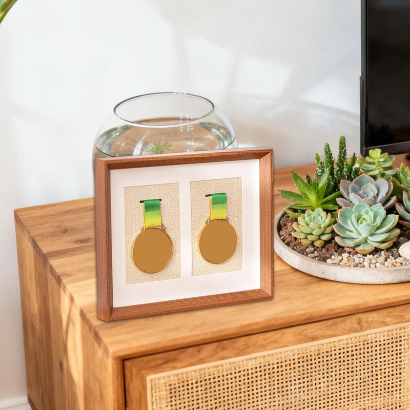 Double Display Case for Medals, Wooden Frame with Shadow Effect, Ideal for Displaying Pins - Image 5