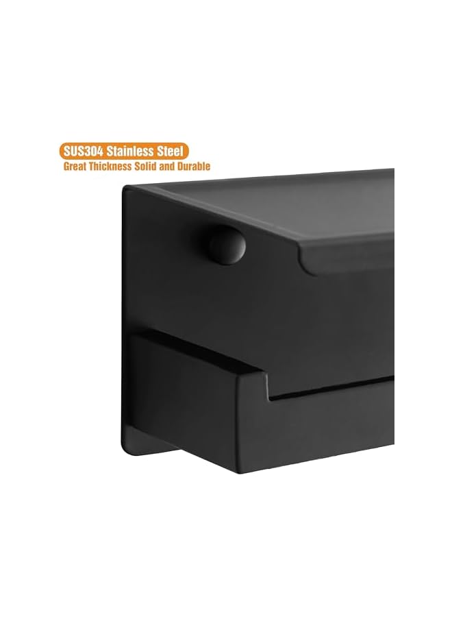 S-TOP Matte Black Toilet Paper Holder Adhesive, 3M Toilet Paper Holder with Shelf, 3M Adhesive No Drill or Wall-Mounted with Screws for Bathroom - Image 3