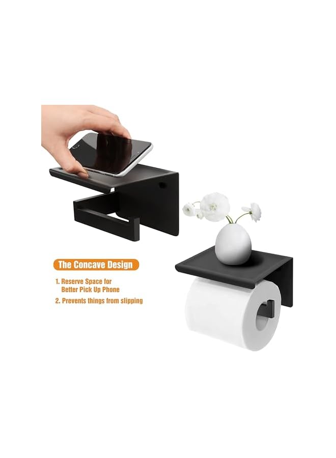 S-TOP Matte Black Toilet Paper Holder Adhesive, 3M Toilet Paper Holder with Shelf, 3M Adhesive No Drill or Wall-Mounted with Screws for Bathroom - Image 4