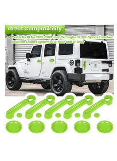 Excefore Door Handle Cover Inserts  for 2007-2018 Jeep Wrangler JK JKU Sports Sahara Freedom Rubicon Unlimited, 15 PCS Tailgate Handle Cover, Recess Guard, Exterior Accessories, Green  - Image 2