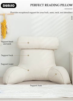 DUNISO Reading Pillow,Back Support Pillow with Detachable Neck Roll,Large Back Pillow for Sitting Up in Bed,Sit Up Pillow for Bed Chair with Arms, Pockets and Washable Cover for Reading,Watching TV,Gaming,Relaxing  - Image 3