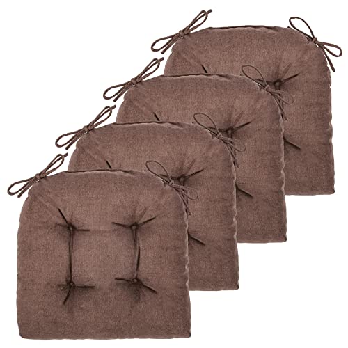 JAMPAYANG Chair Cushion, Chair Cushions for Dining Chairs, Chair Pads and Mat with Ties for Indoor Kitchen Seat and Desk (Dark Coffee, 4 Count - 17 x 16 in) - Image 1
