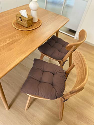 JAMPAYANG Chair Cushion, Chair Cushions for Dining Chairs, Chair Pads and Mat with Ties for Indoor Kitchen Seat and Desk (Dark Coffee, 4 Count - 17 x 16 in) - Image 3