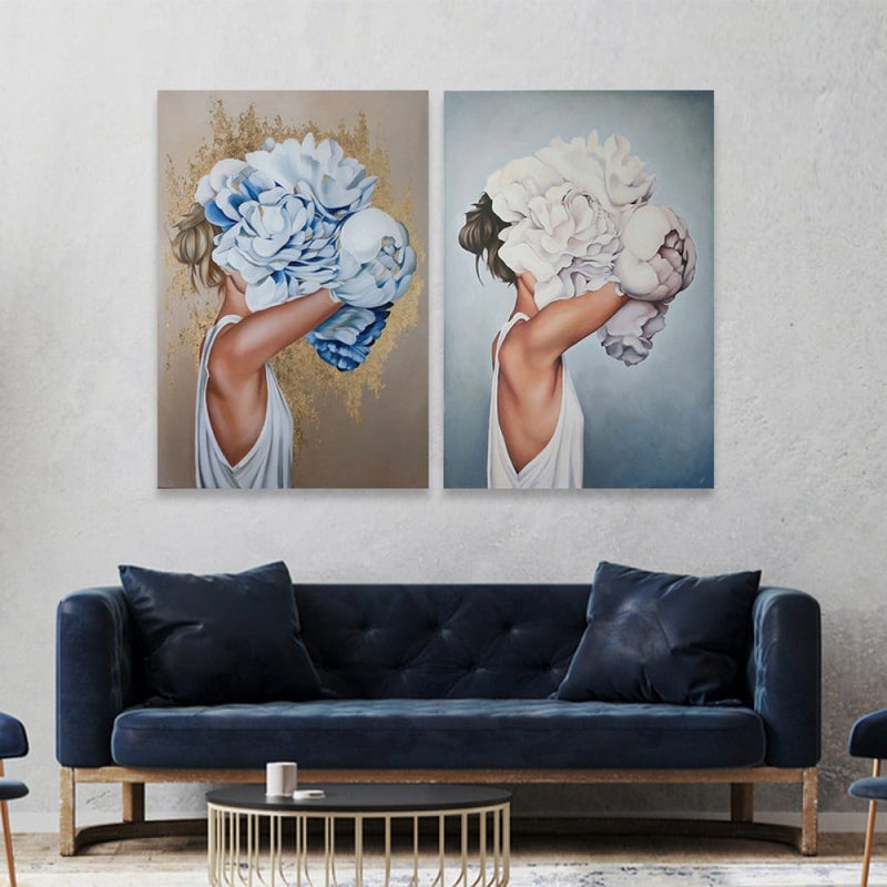 ماركتنا لوحة قماشية ثنائية بتصميم فتاة بمقاس اجمالي 100×70 سم - Image 1