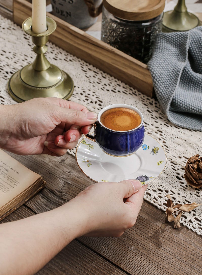 Shuer Ceramic Coffee cup, Espresso cup，Arabic coffee cup，Turkish coffee cup, Cup and Saucer Set Suitable for Home Office Restaurant Gifts Garden Party Home Afternoon Tea Set - Image 3
