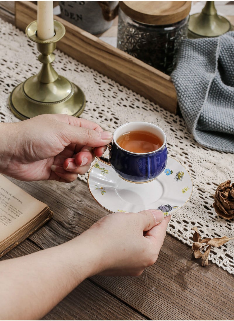 Shuer Ceramic coffee cup, Turkish coffee cup, Cup and Saucer Set Suitable for Home Office Restaurant Gifts Garden Party Home Afternoon Tea Set Ceramic Milk Tea Cup Water Cup  - Image 3