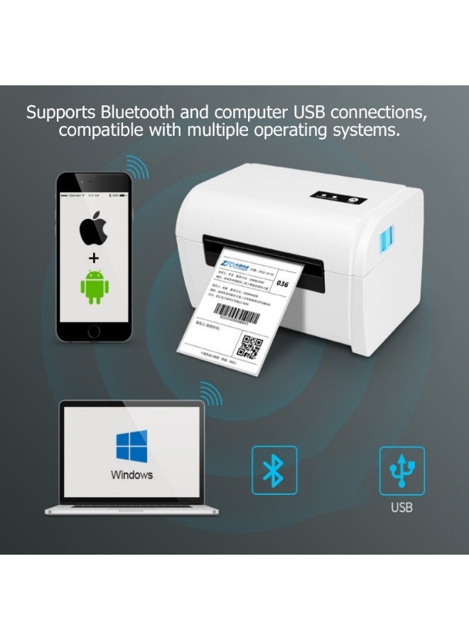 كيوومي طابعة العلامة الحرارية ، اتصال USB ، صانع العلامة عالية السرعة للشحن ، دعم عرض الورق 40-110mm متوافق مع Windows لمتجر السوبر ماركت المطعم اللوجستي - Image 2