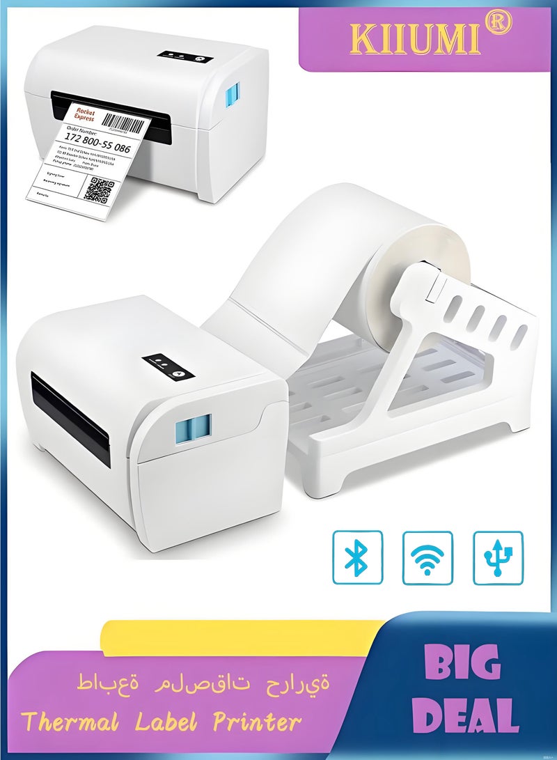 كيوومي طابعة العلامة الحرارية ، اتصال USB ، صانع العلامة عالية السرعة للشحن ، دعم عرض الورق 40-110mm متوافق مع Windows لمتجر السوبر ماركت المطعم اللوجستي - Image 1