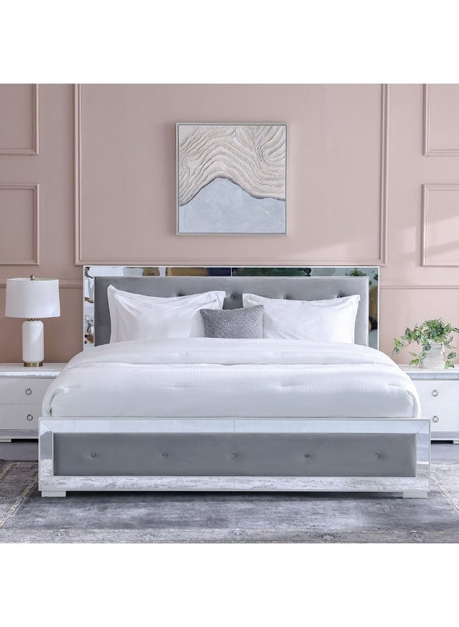 DANUBE HOME سرير Ezekiel بحجم كينج مع مساحة تخزين وأثاث غرفة نوم مزدوجة بتصميم حديث باللون الأبيض - Image 2