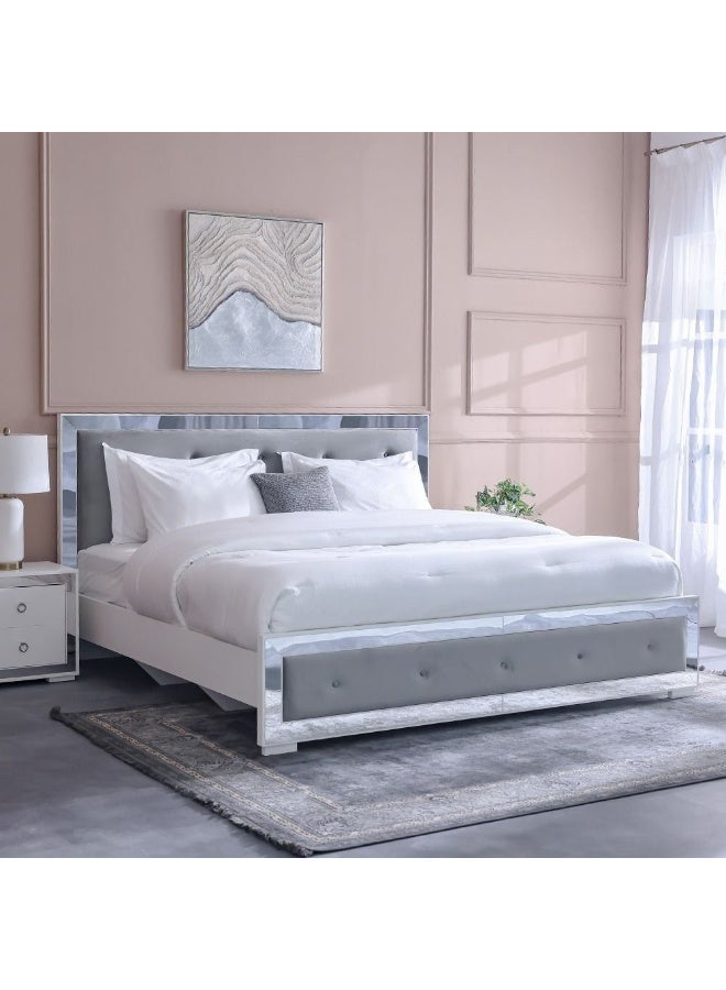 DANUBE HOME سرير Ezekiel بحجم كينج مع مساحة تخزين وأثاث غرفة نوم مزدوجة بتصميم حديث باللون الأبيض - Image 1