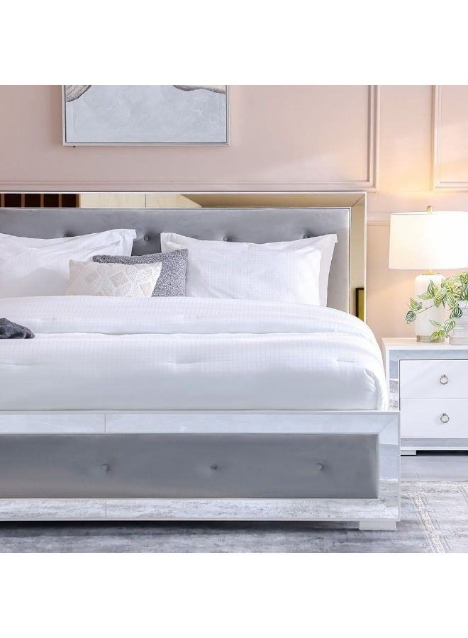 DANUBE HOME سرير Ezekiel بحجم كينج مع مساحة تخزين وأثاث غرفة نوم مزدوجة بتصميم حديث باللون الأبيض - Image 3