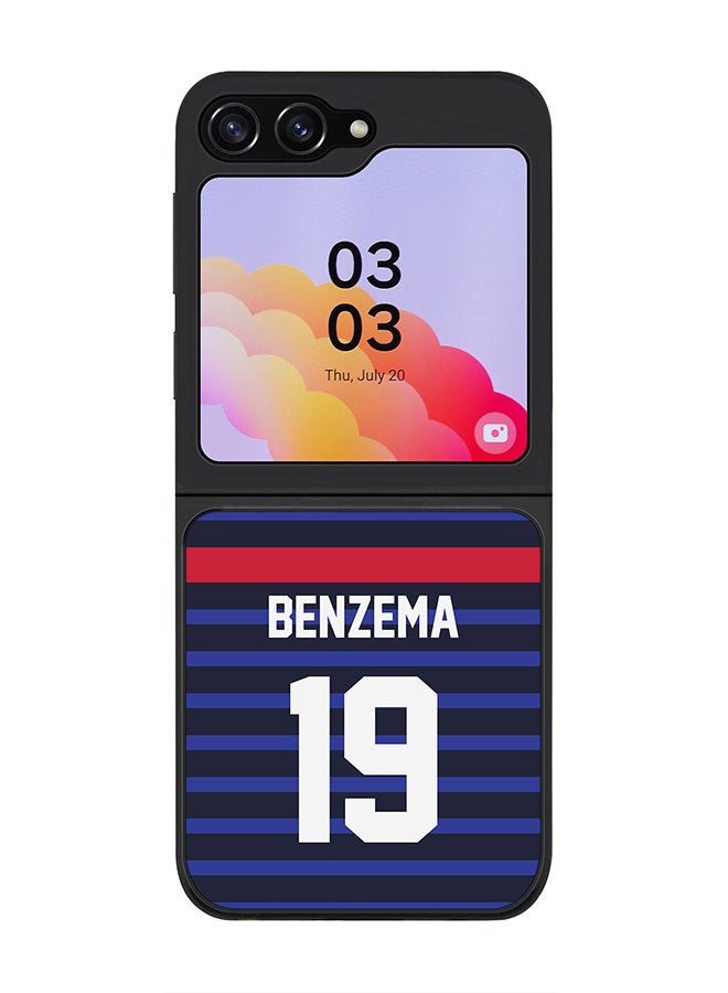 Stylizedd Rugged Black edge case for Samsung Galaxy Z Flip5, Slim fit Soft Case Flexible Rubber Edges Anti Drop TPU Gel Thin Cover -  Football Team - France, Player Name - Benzema - Image 1