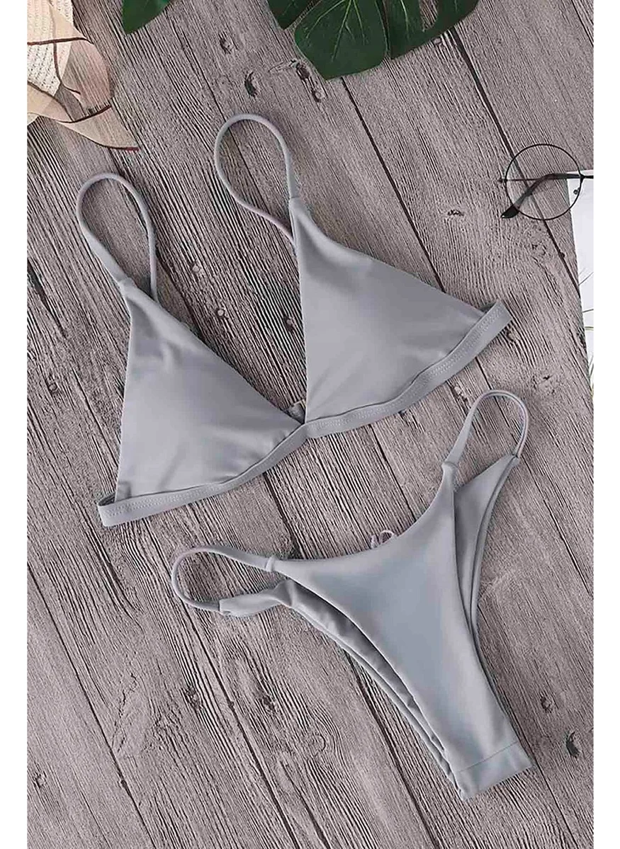 Angelsin Triangle Bikini Bottom Gray
