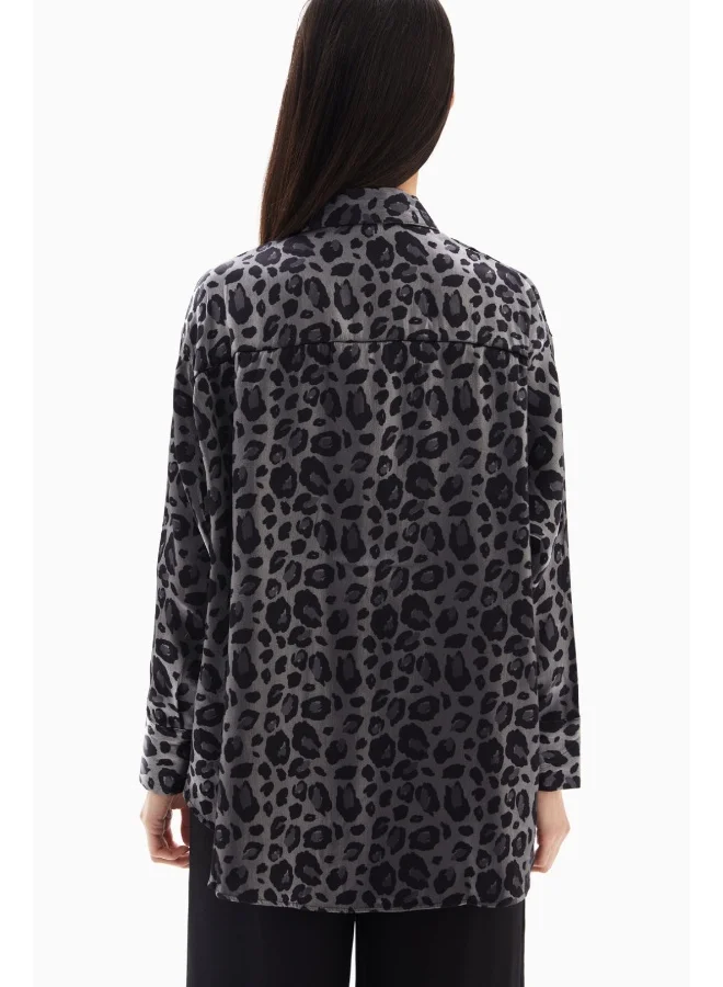 Wecre8 Grey Leopard Print Blouse