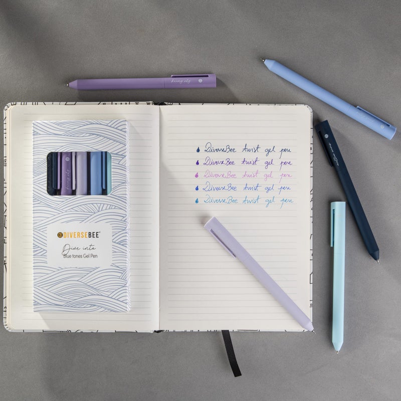 DIVERSEBEE Gel Ink Pens Assorted Colors, 0.5 mm Fine Point, Bible Pens No Bleed Through with Cute Fine Tip, Bible Study Journaling Supplies Set, 5 Pack (Blue) - Image 2