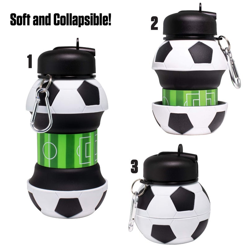 Maccabi Art Clip-On Collapsible BPA-Free Silicone Soccer Ball Water Bottle for Kids, 18 Oz. Size - Image 4