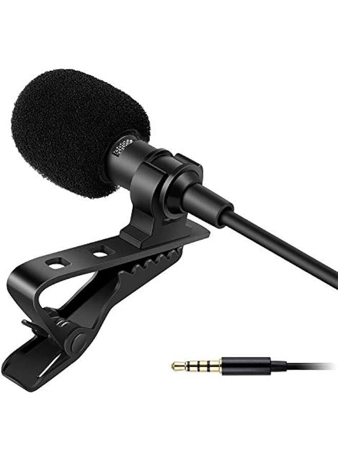 Dynamic Lapel Collar Mic Voice Recording Filter Microphone for Singing Youtube SmartPhones, Black  - Image 1