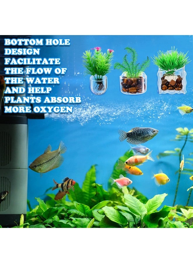 Potchen 20 Pcs Aquatic Plant Cups with Hole Transparent Acrylic Aquatic Plant Pot with Suction Cups Aquarium Aquatic Planter Aquarium Plant Holder Fish Tank Aquascape Decoration, 3 Shapes - Image 4